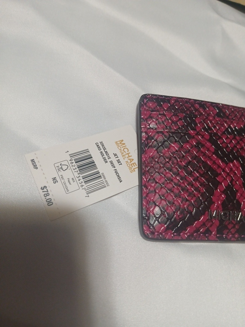 Michael Kors Pink Snake-Print Card Holder
